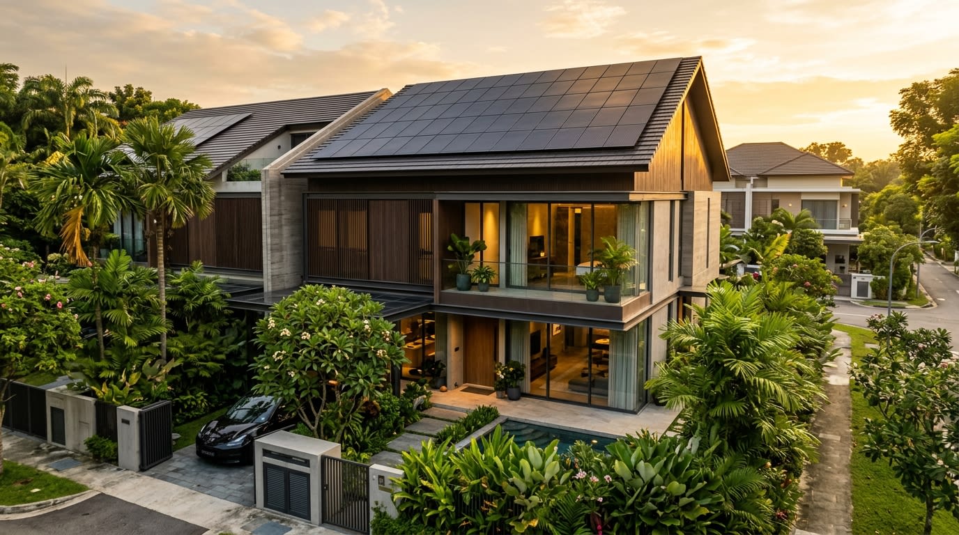 Landed home with rooftop solar in Singapore