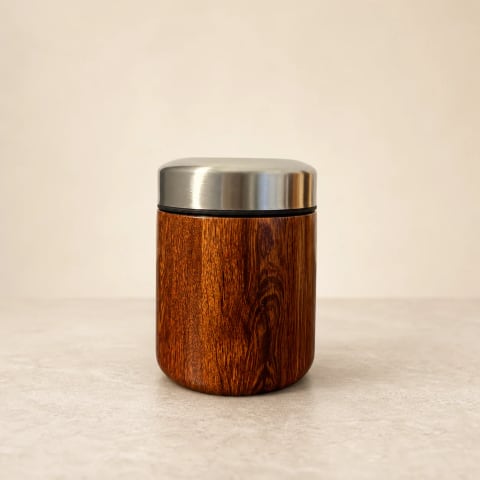 Wood-Finish Coffee Thermos – 400 ml