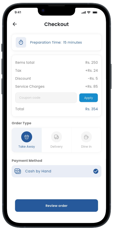 DelMunch Checkout Screen