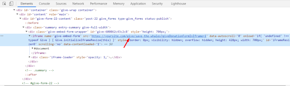 Example source code of the GiveWP Form Page URL Prefix