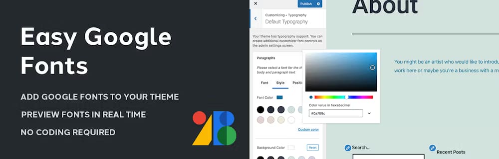 Easy google fonts for wordpress