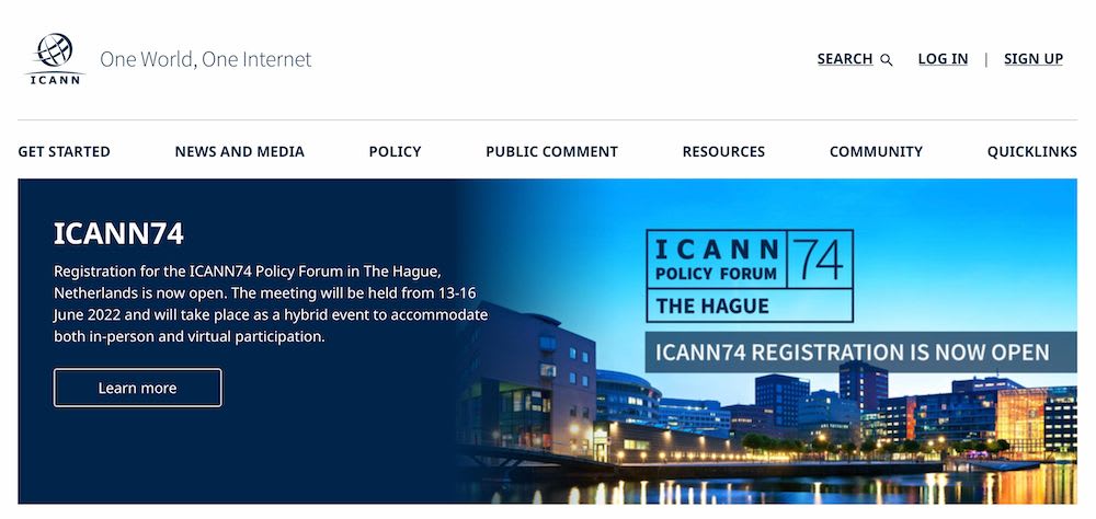 ICANN website.