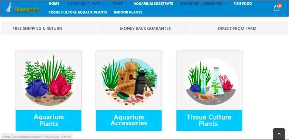 Bunnycart landing page.