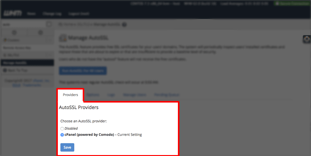 autossl providers section