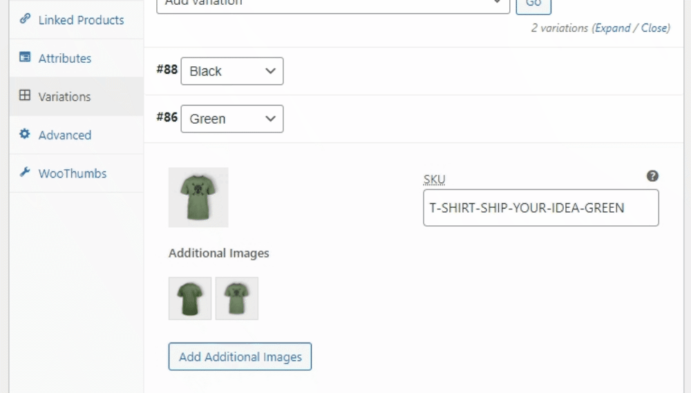reorder variation images