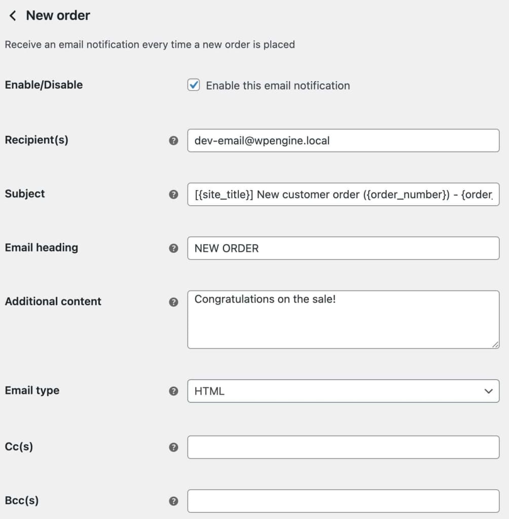 Email Settings