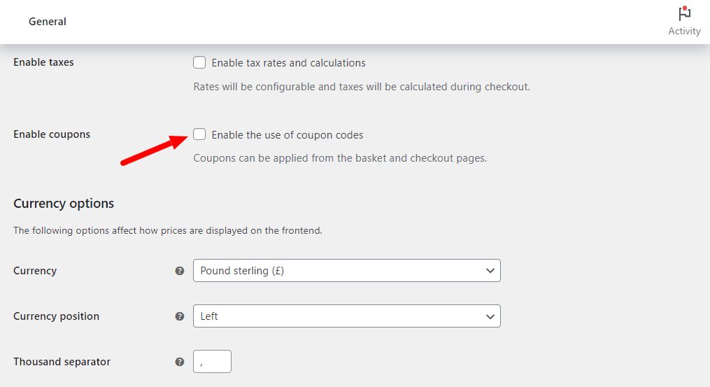 disable coupon codes woocommerce