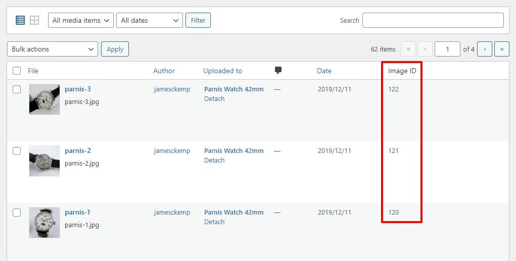 image ID column