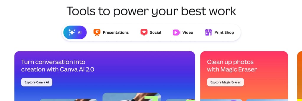Image of Canva homepage