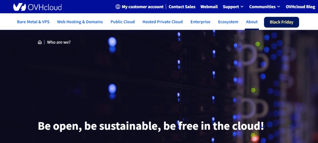 OVHcloud homepage.