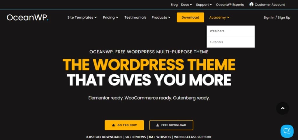 OceanWP’s homepage.