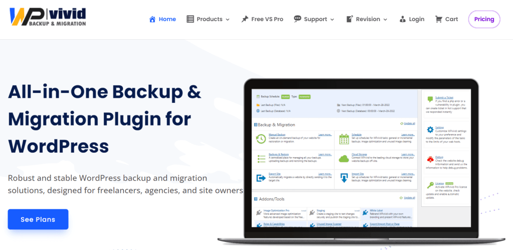 WPvivid homepage