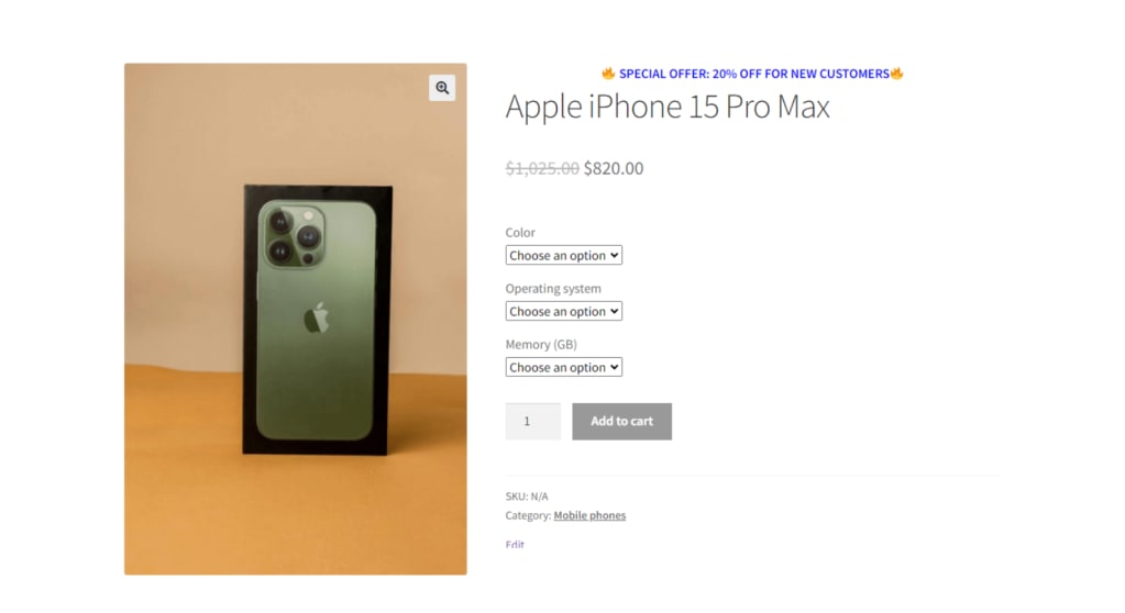 single product page pricing rule