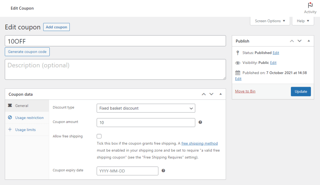 create coupon woocommerce