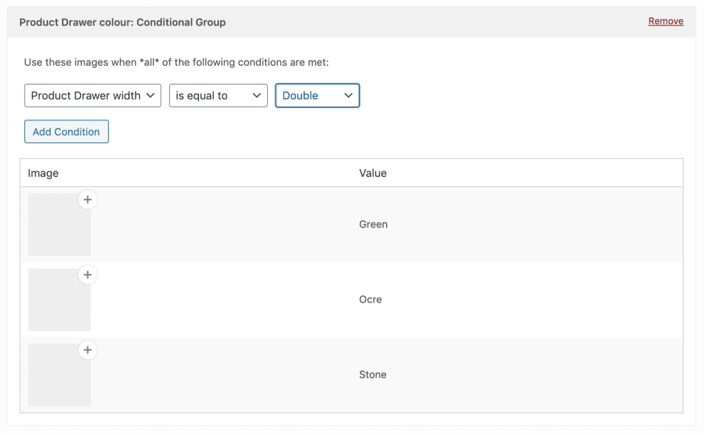 selecting conditional images example
