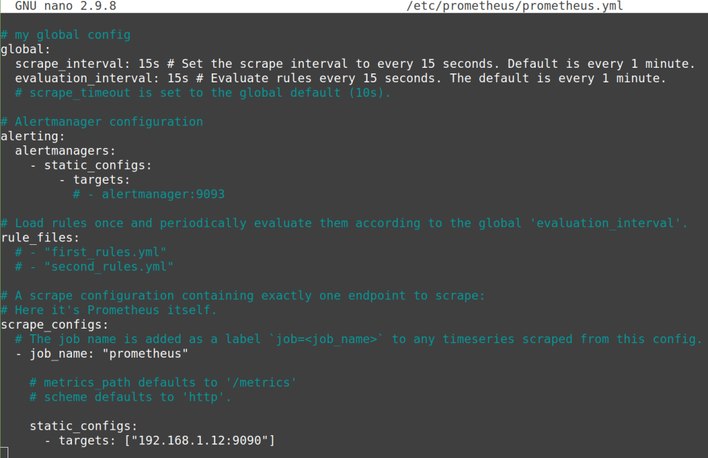 Replace 192.168.1.12 with your server IP address. Then, save the configuration and exit. Here is the output.