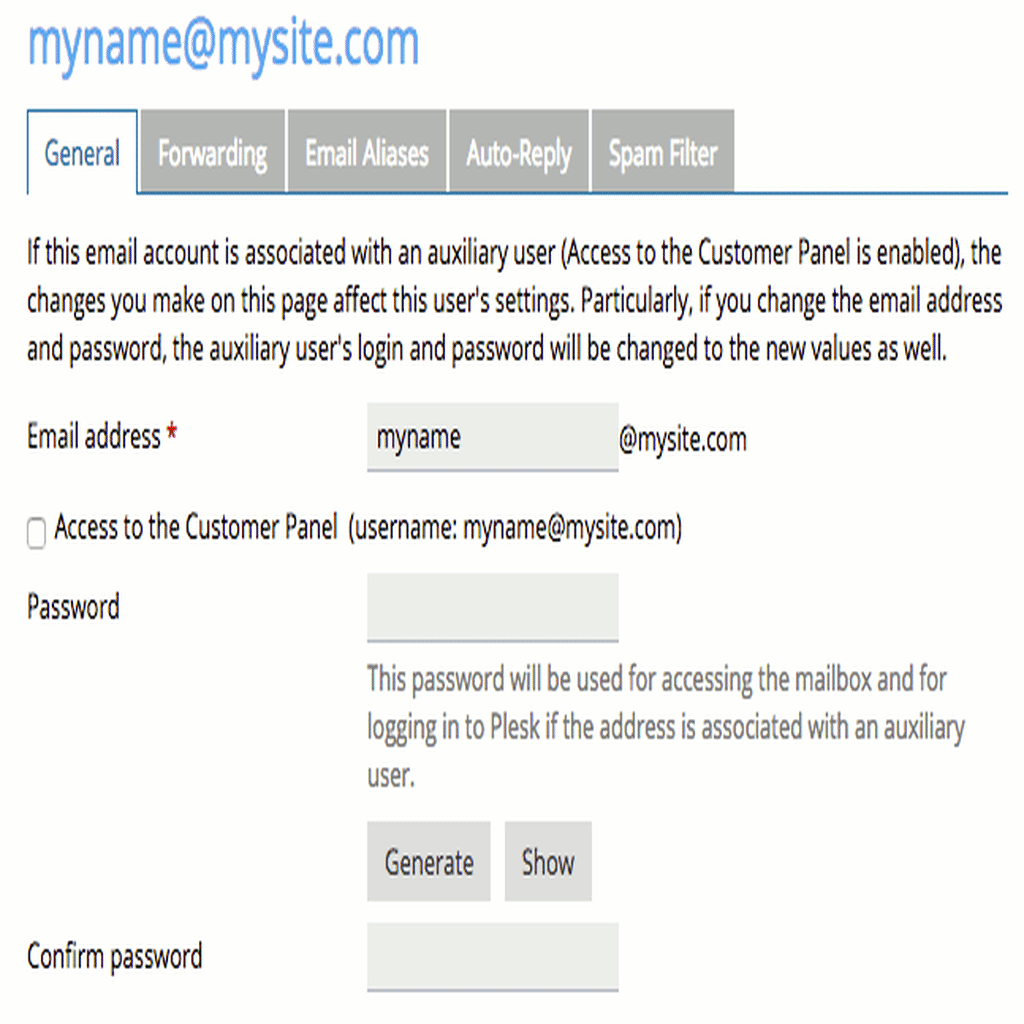 choosing and confirming a password