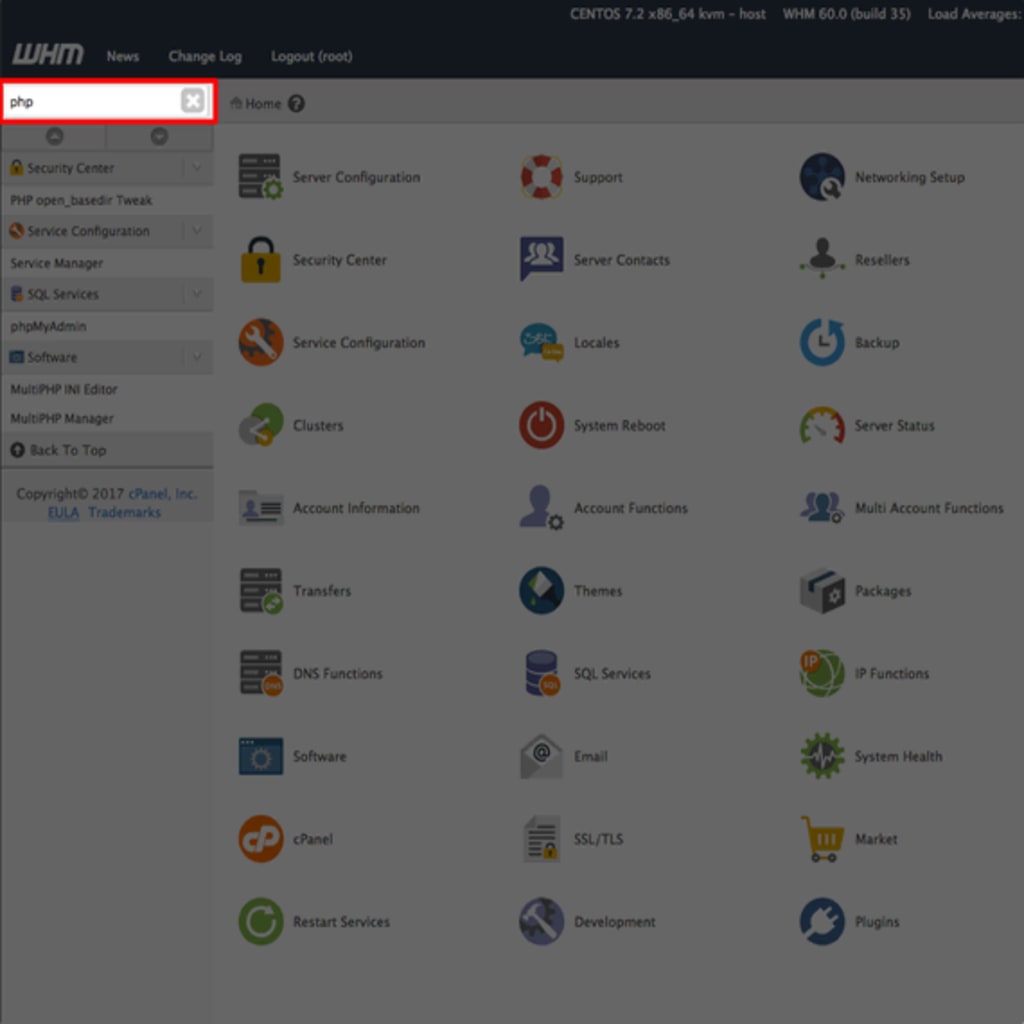 php search in menu