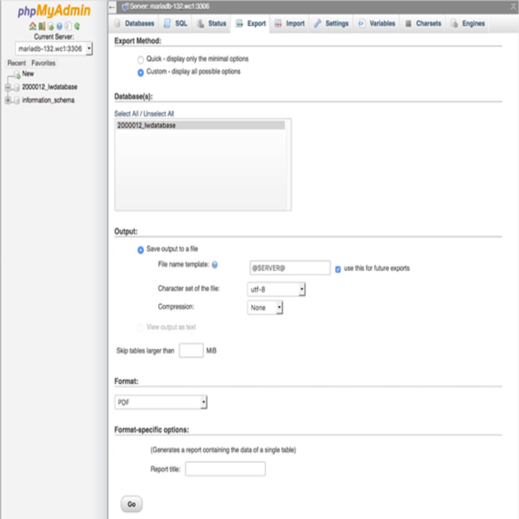 custom export selected