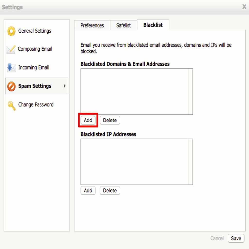 blacklisting interface