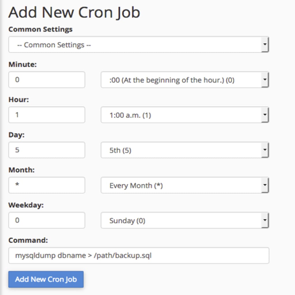cron filled out