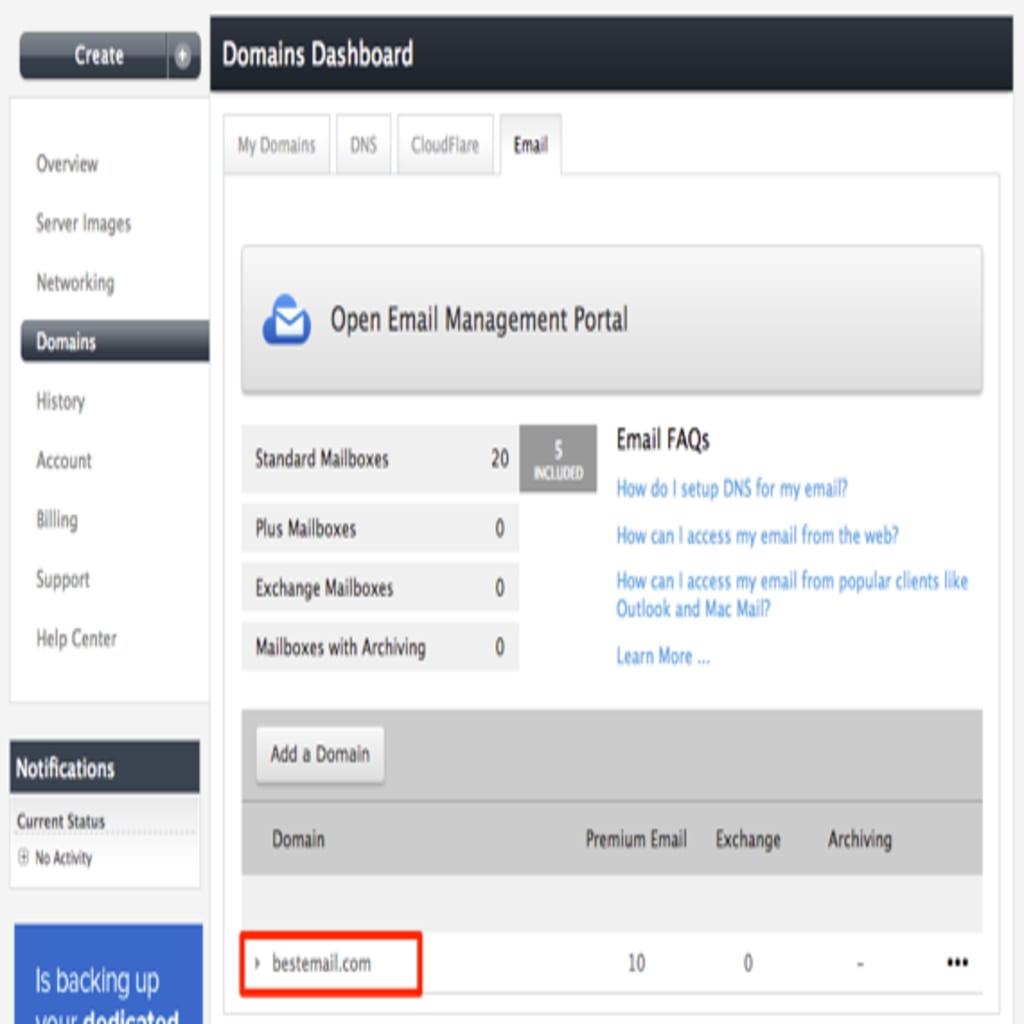 domain name highlighted