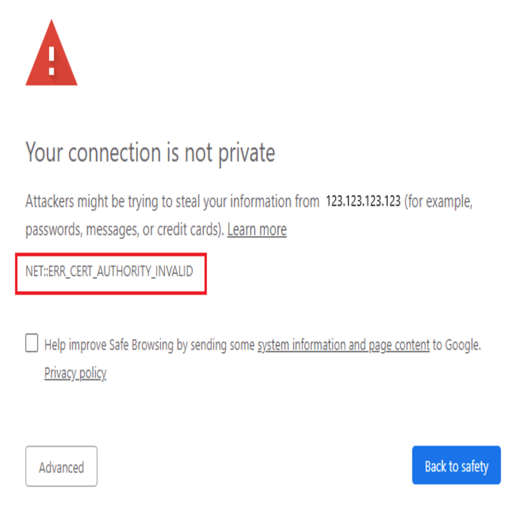 self signed certificate warning