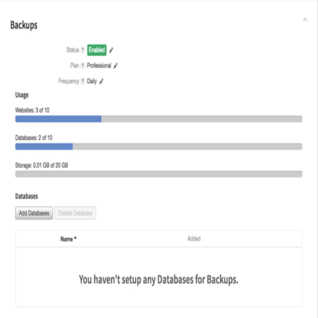 no backup showing