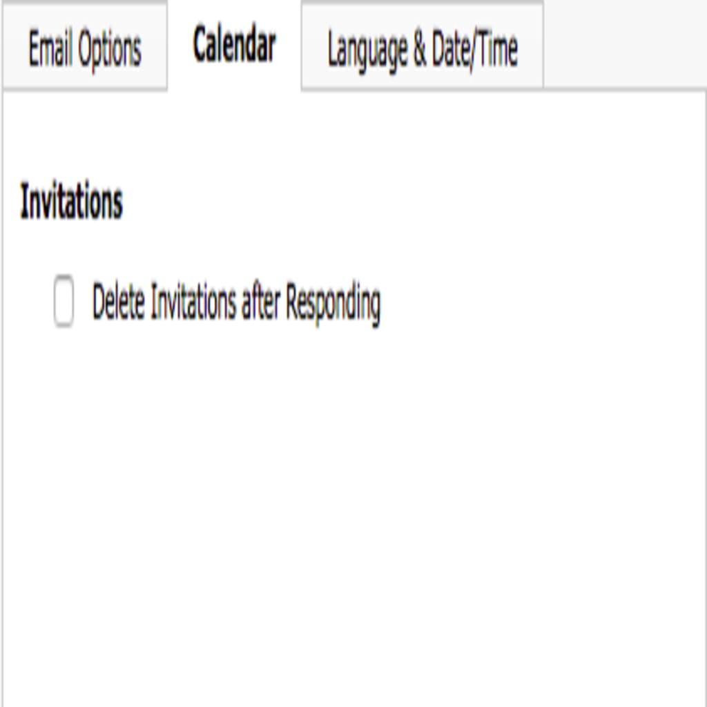 calendar tab for email settings