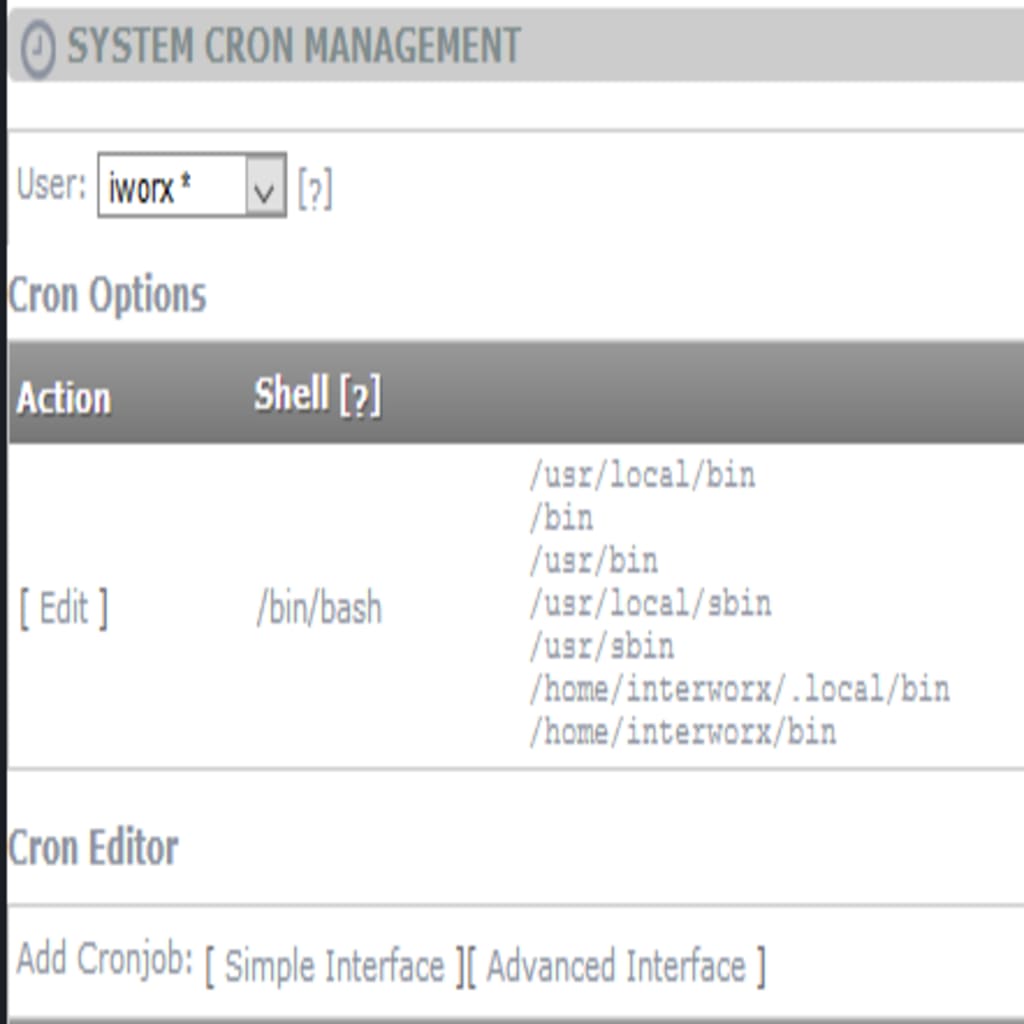 cron management screen