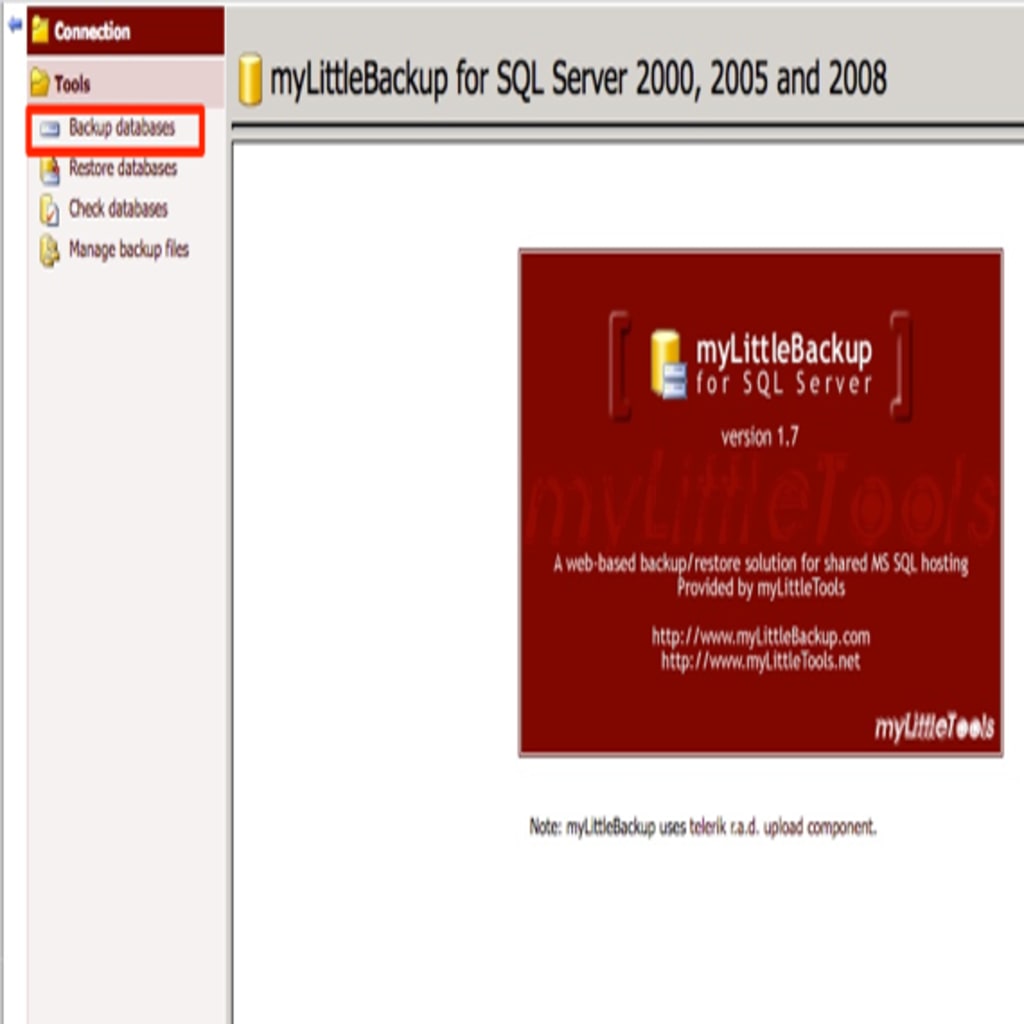 backup databases highlighted