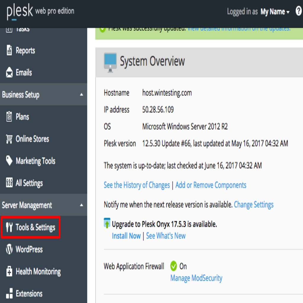 tools and settings menu