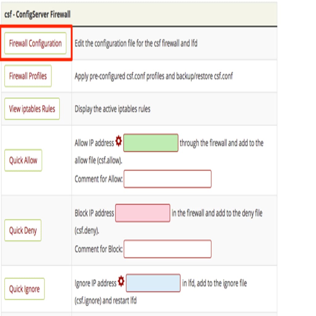 firewall configuration button highlighted