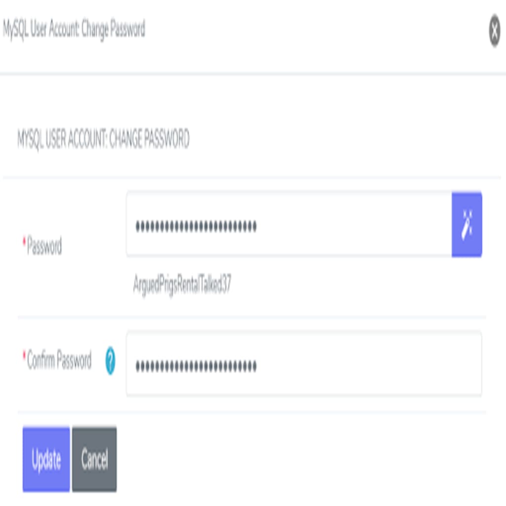 change database user password form
