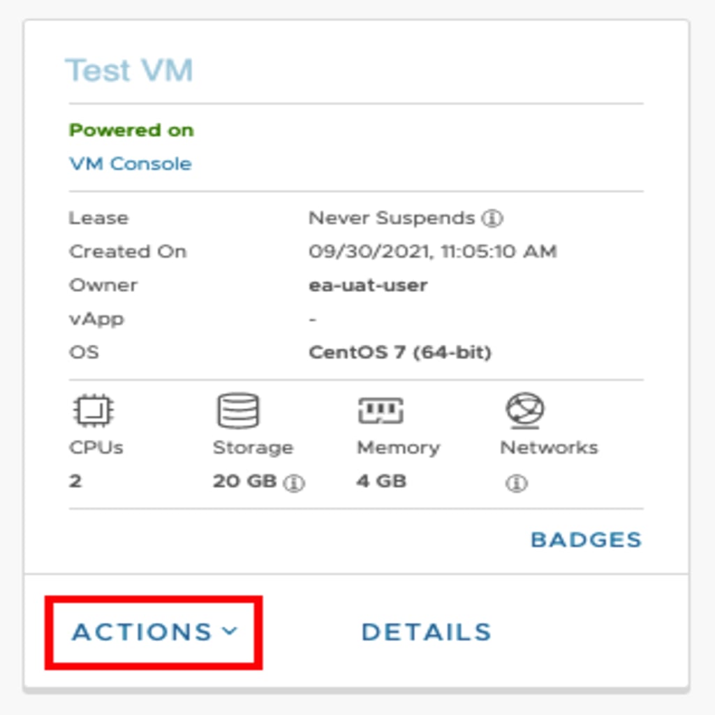 actions button