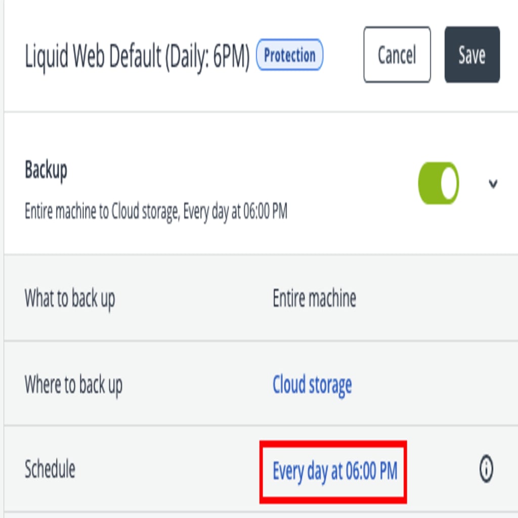 schedule link highlighted