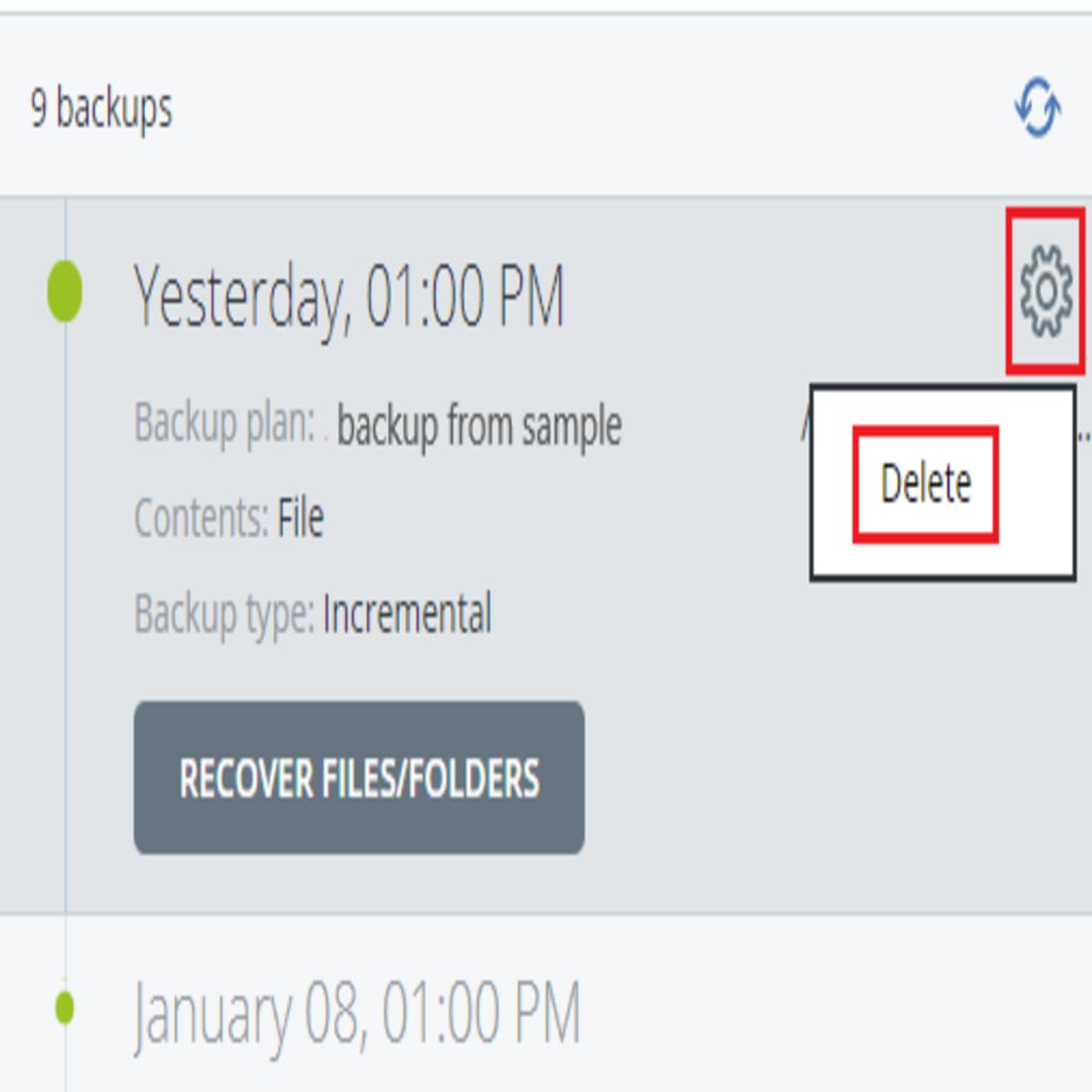 delete backup link