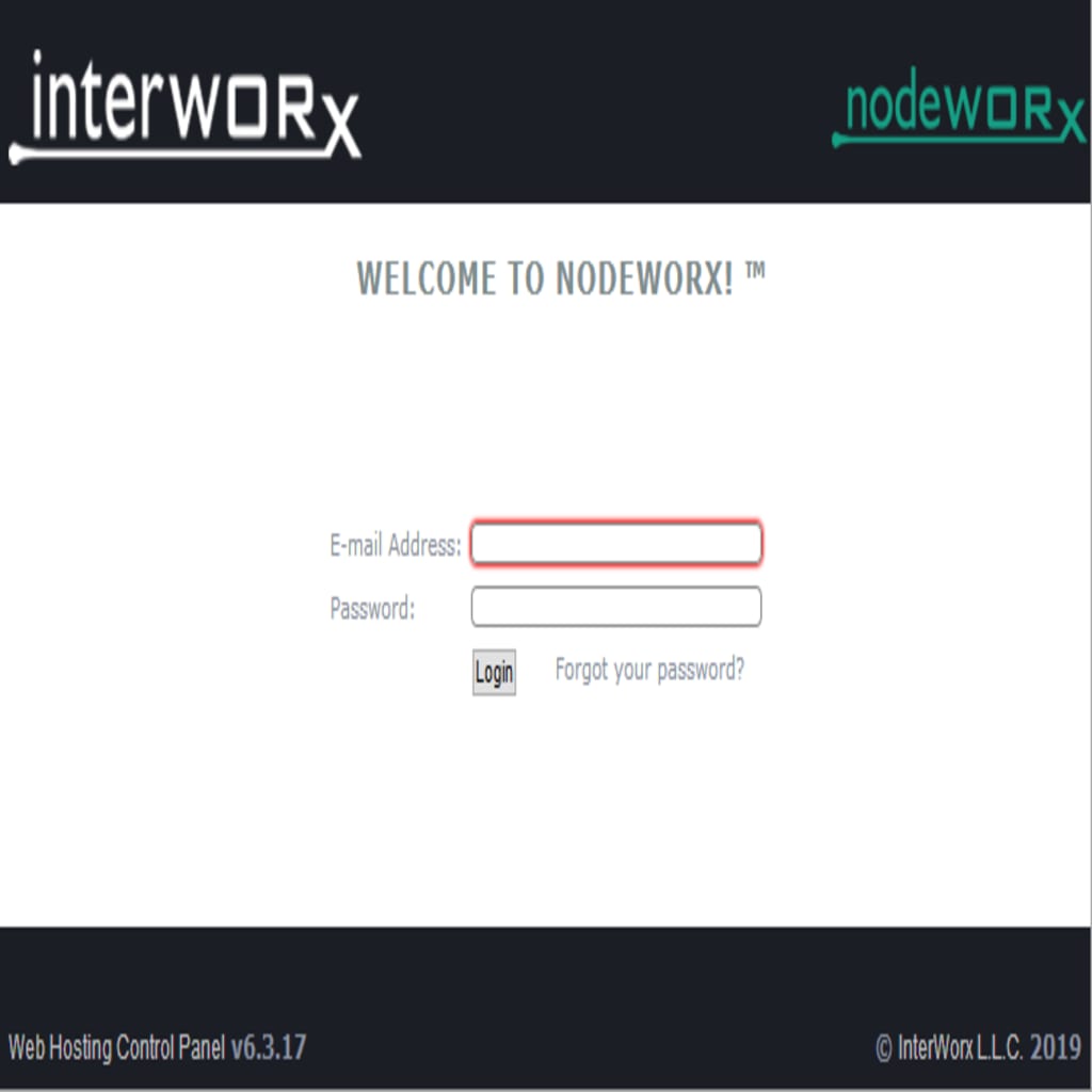 nodeworx login screen