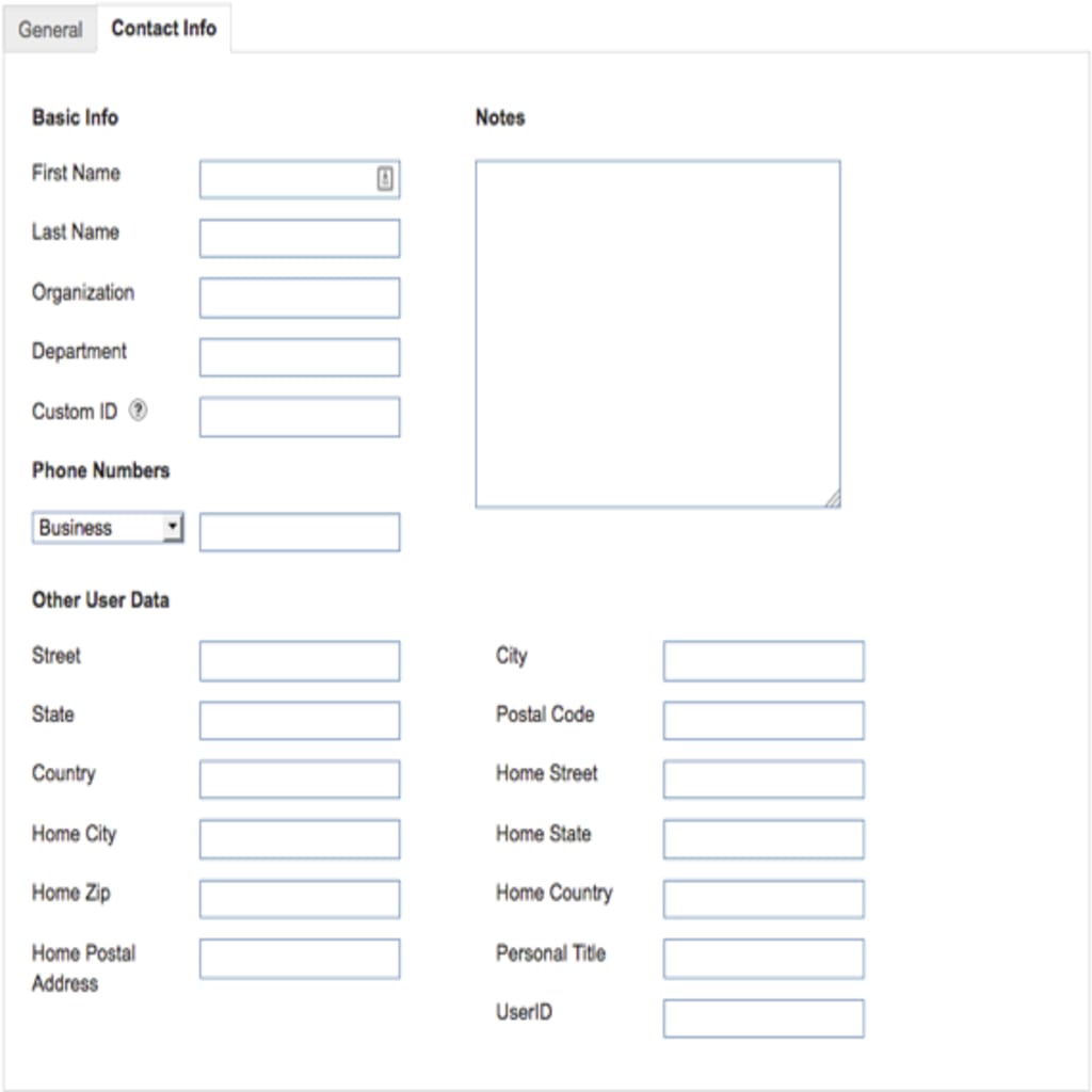 contact info tab