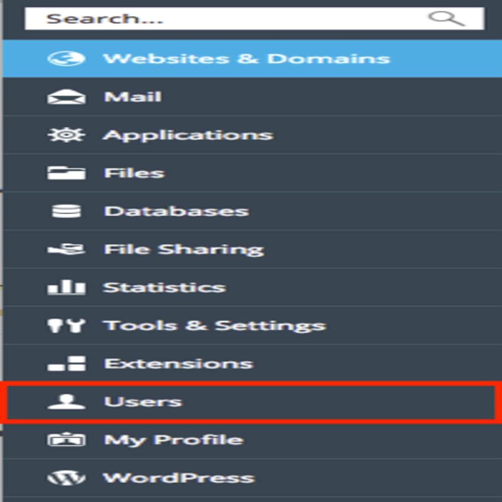 users highlighted in menu