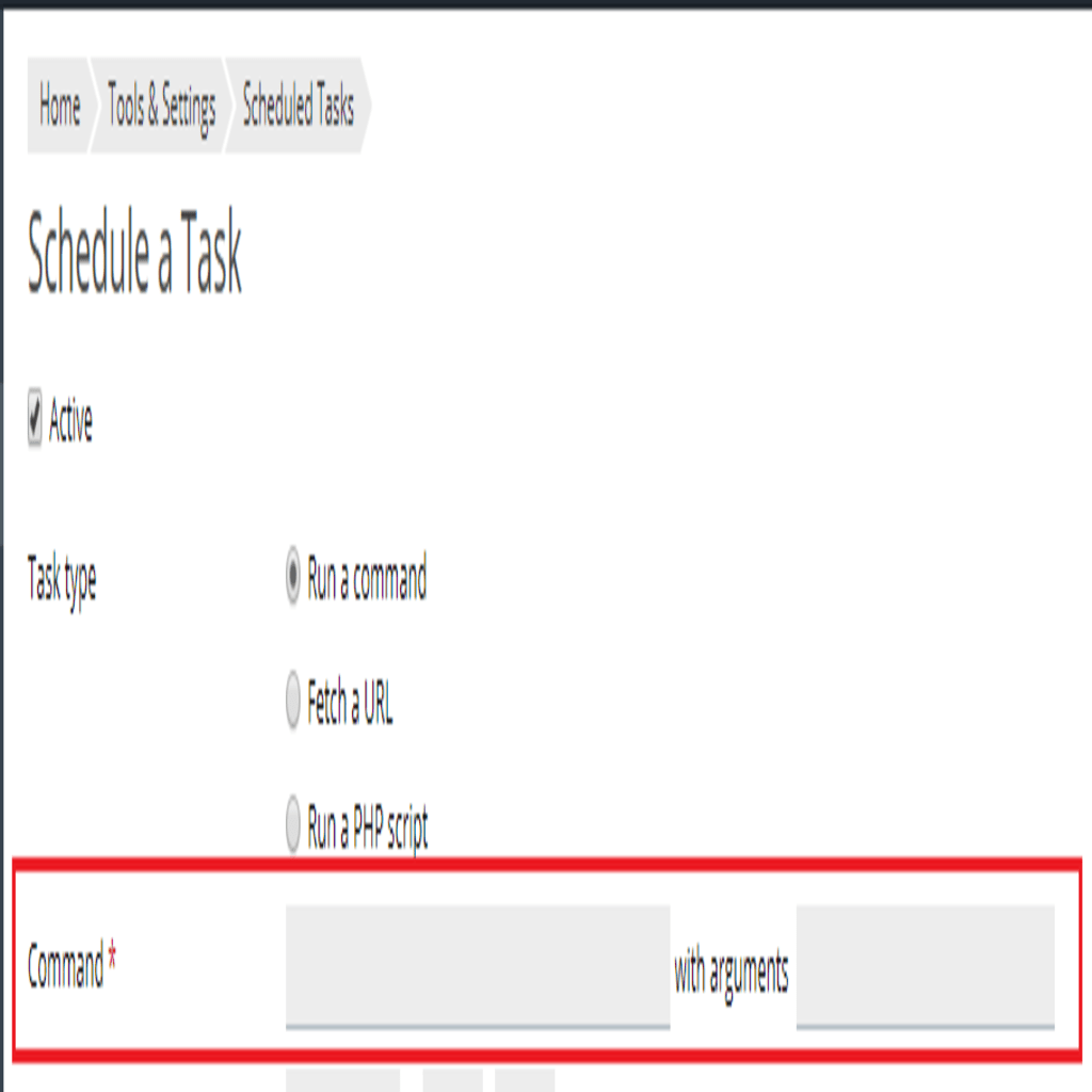 command field highlighted