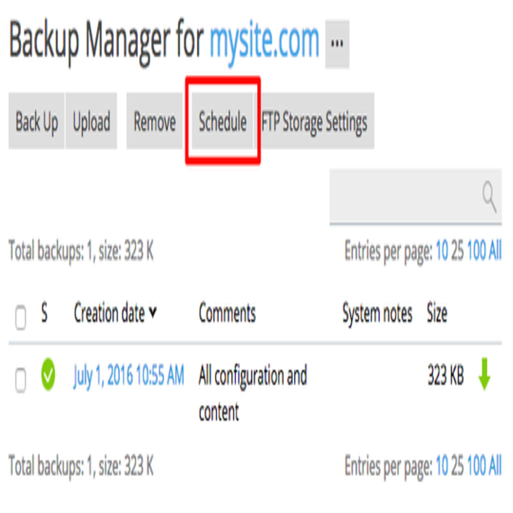 schedule button highlighted