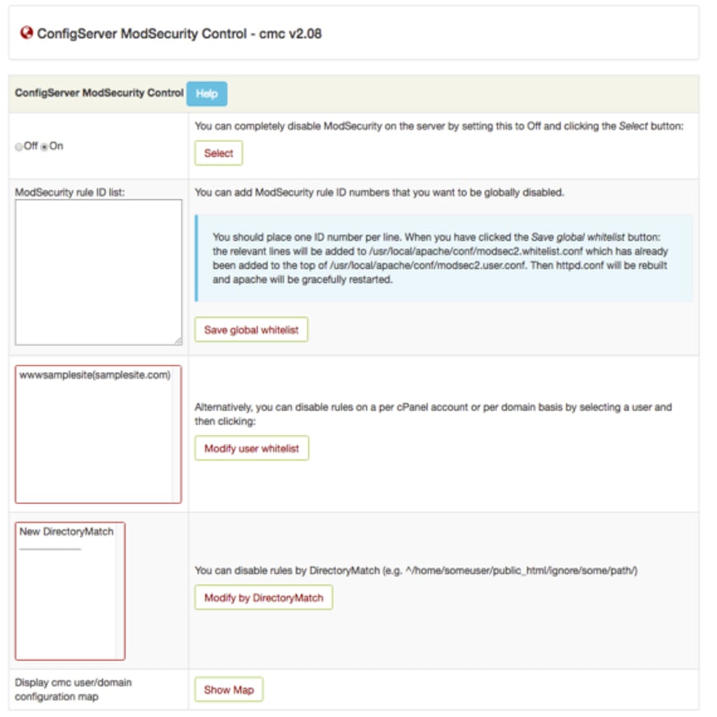 modsecurity control home page