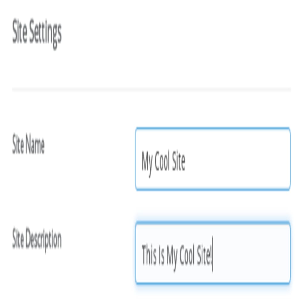 site name and description entered