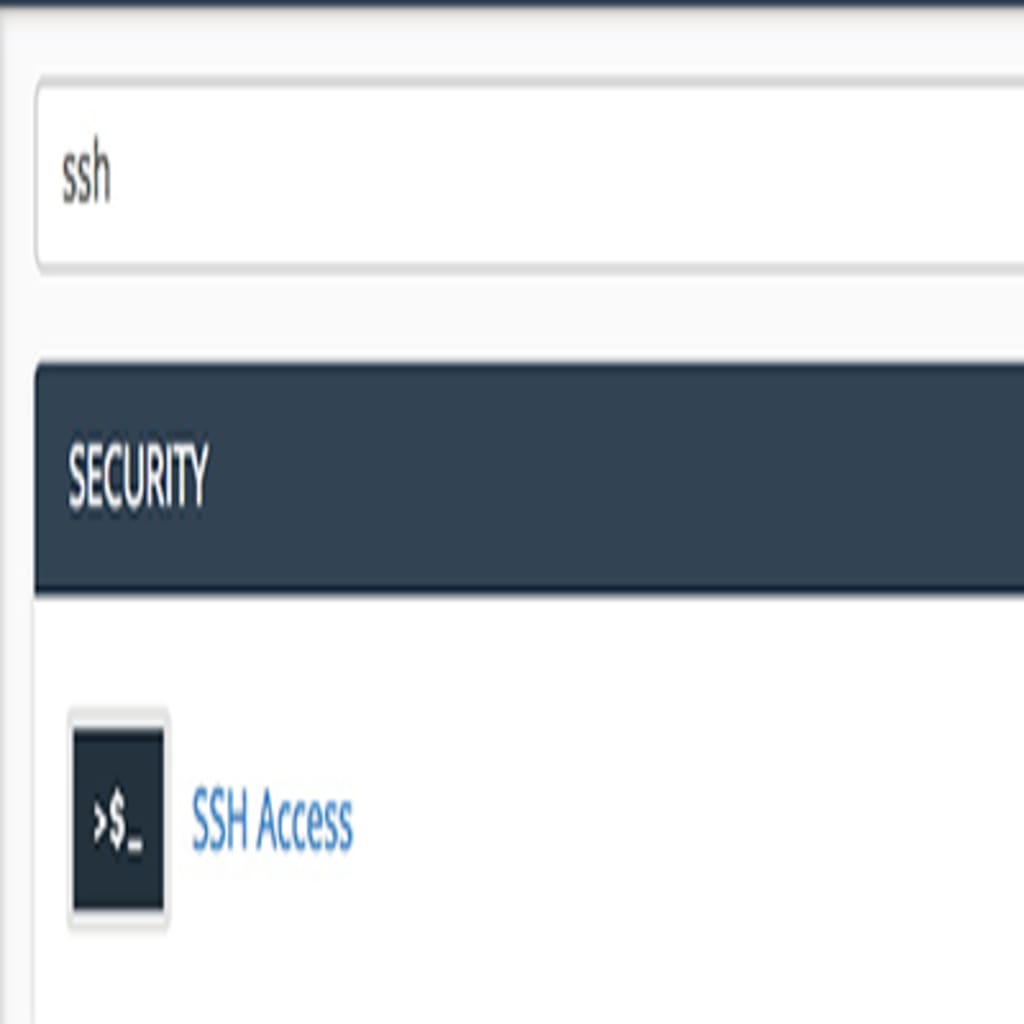 SSH in search bar and link