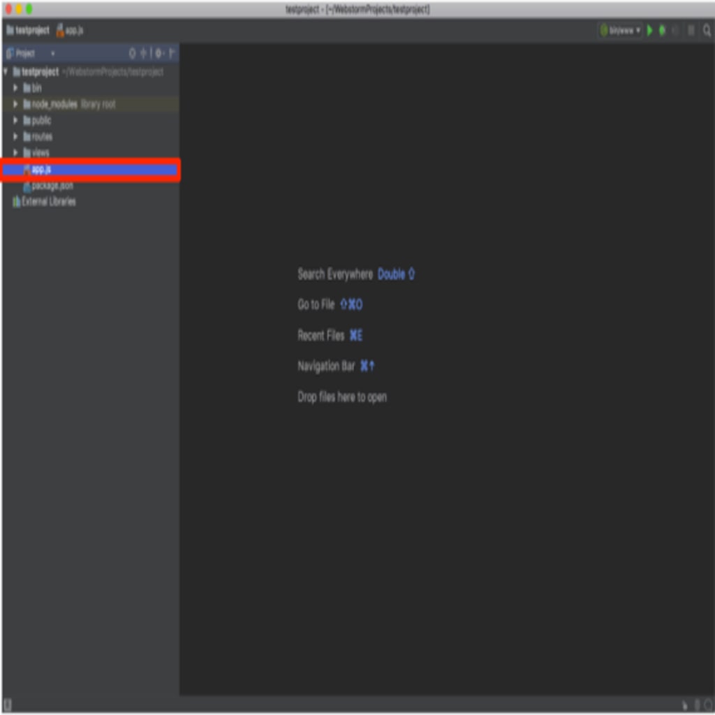 app.js selected and highlighted
