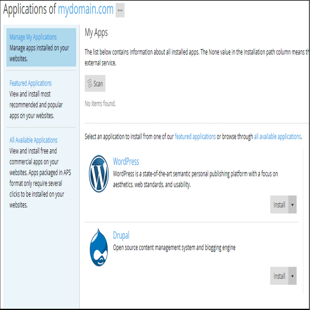 applications screen