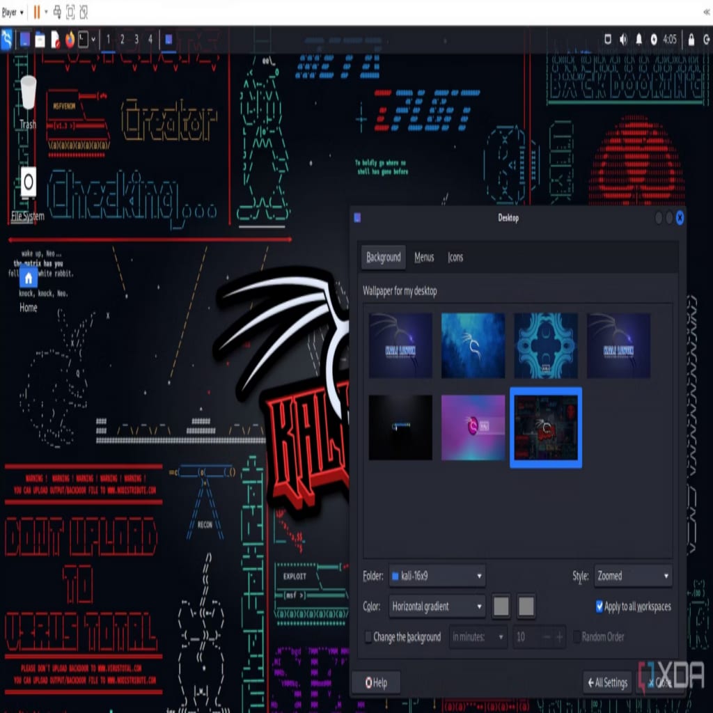 What is Kali Linux? At first glance, Kali Linux's interface appears a lot like the Windows environment. Features like the taskbar at the top pinned icons for a file manager, terminal, etc., are the main features. It also has an applications icon at the left side of the taskbar to display all installed applications, akin to the old Windows menu button.