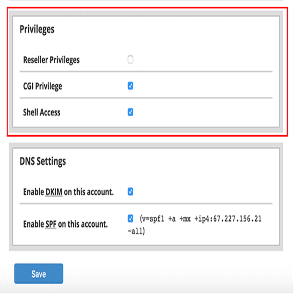 privileges section