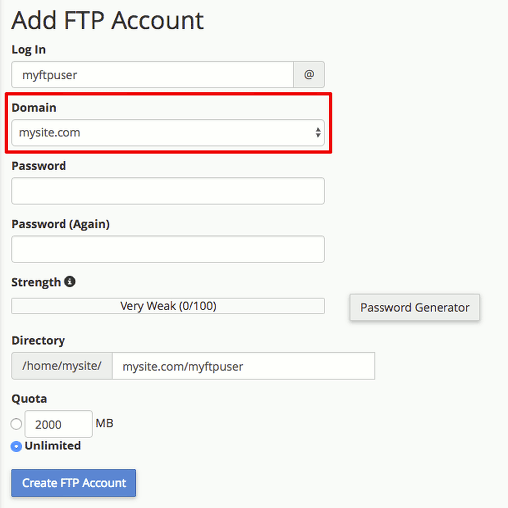 select a domain